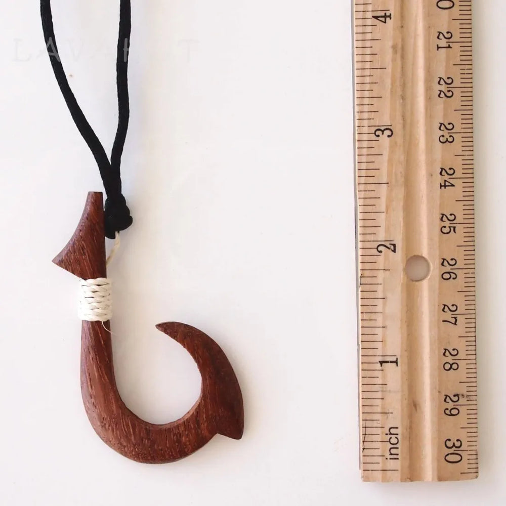 Aina Wooden Fish Hook Hawaiian Necklace - Made in Hawaii