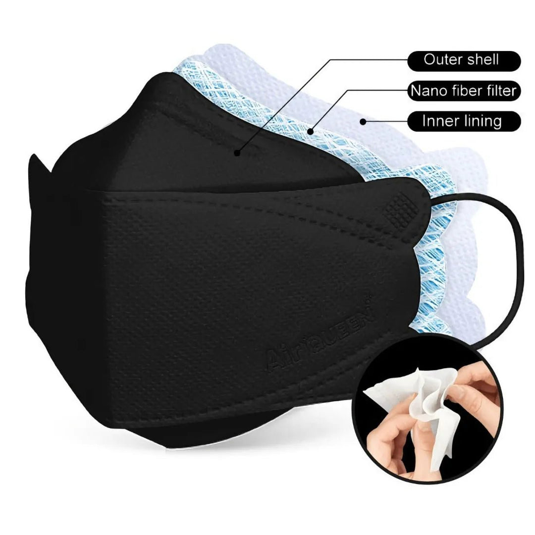 AirQUEEN™ NANOFIBER BLACK MASK – Authentic Hawaiian Face Mask by Lavahut