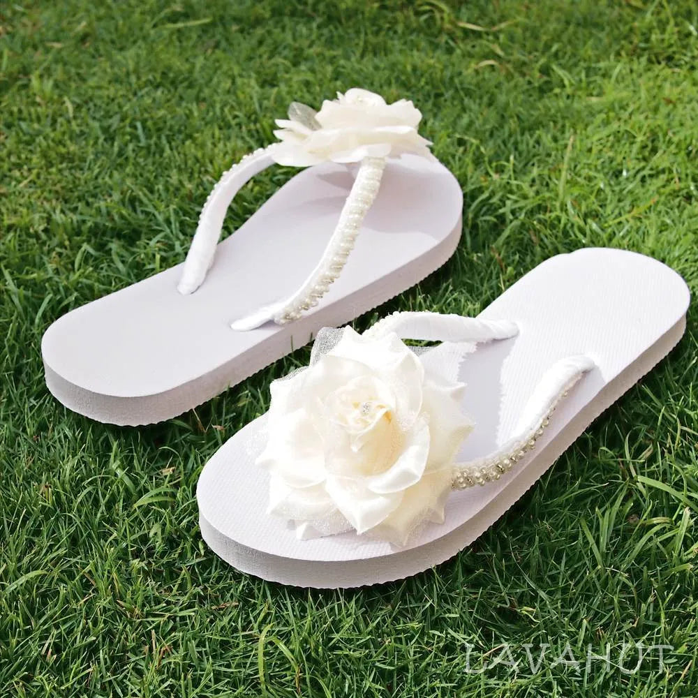 Allure Bridal Flip Flops in Cream - Made in Hawaii