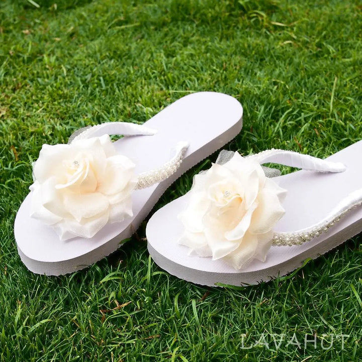 Allure Bridal Flip Flops in Cream - Made in Hawaii