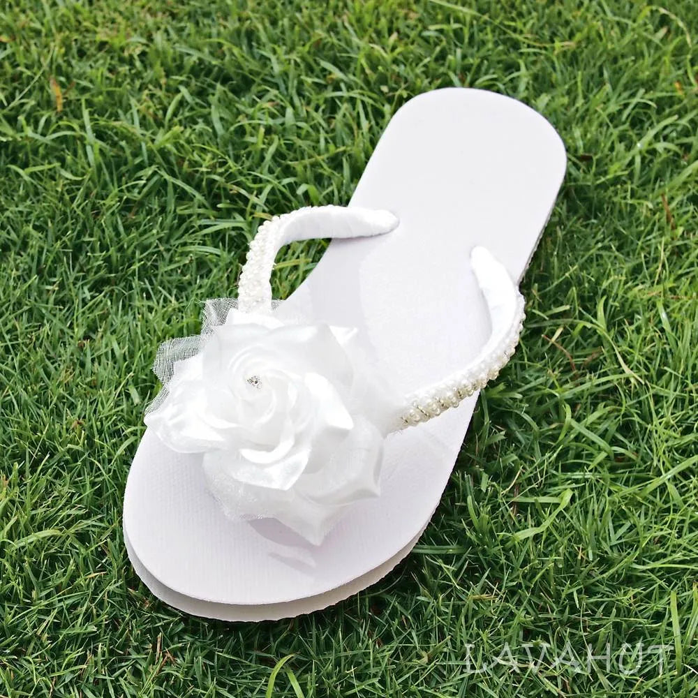 Allure Bridal Flip Flops In White - Made Hawaii