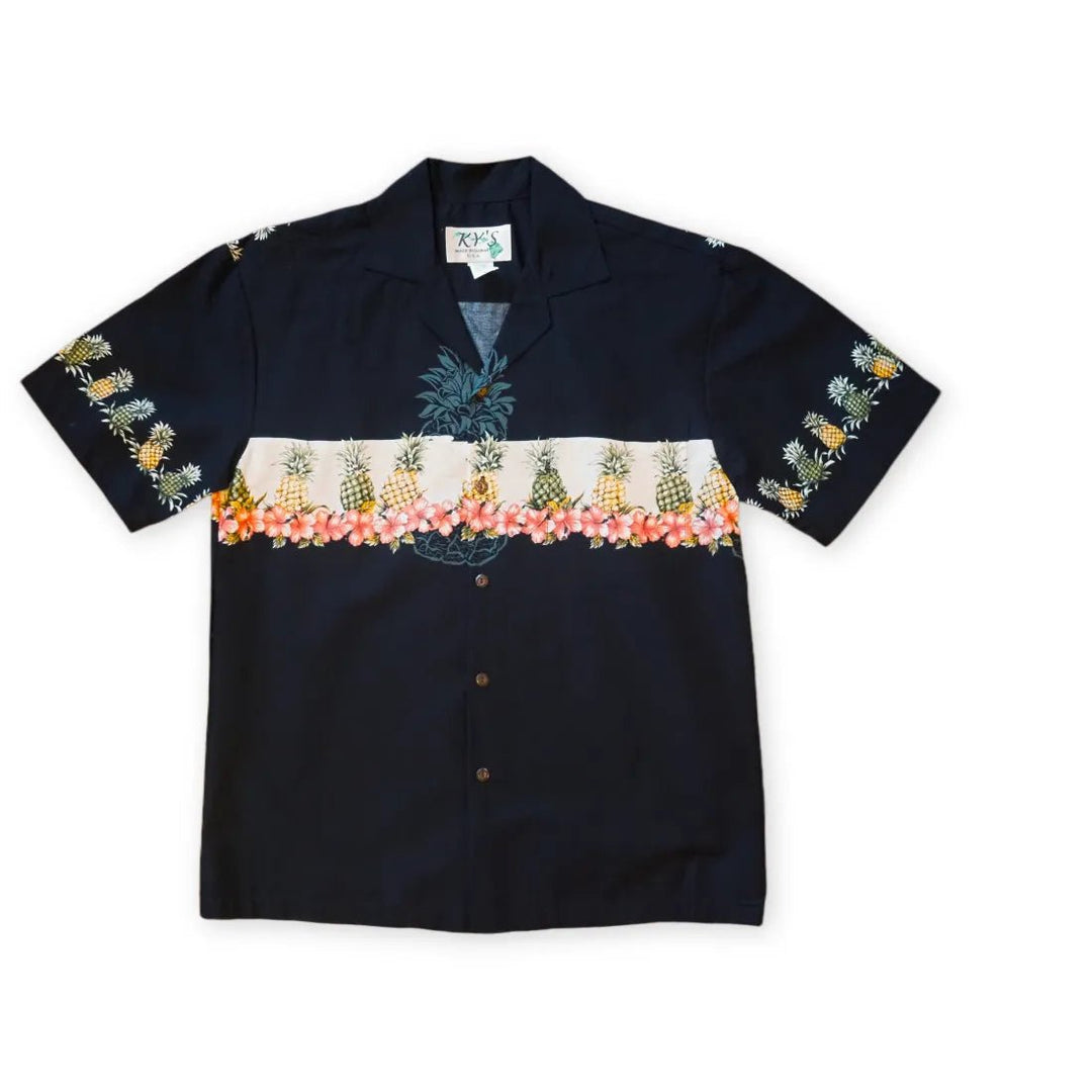 Anana Black Hawaiian Border Shirt – Authentic Hawaiian Border Men's Shirts by Lavahut