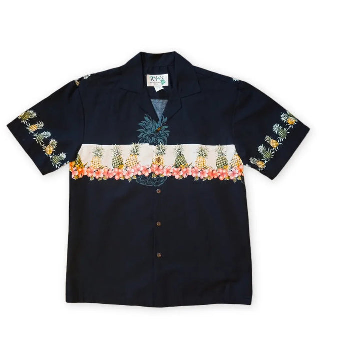 Anana Black Hawaiian Border Shirt – Authentic Hawaiian Border Men's Shirts by Lavahut