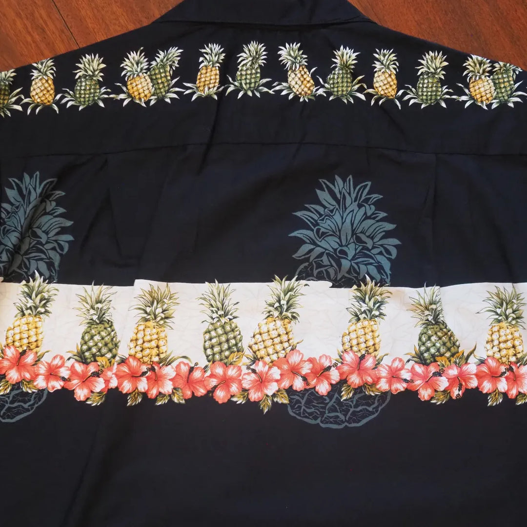 Anana Black Hawaiian Border Shirt - Made in Hawaii