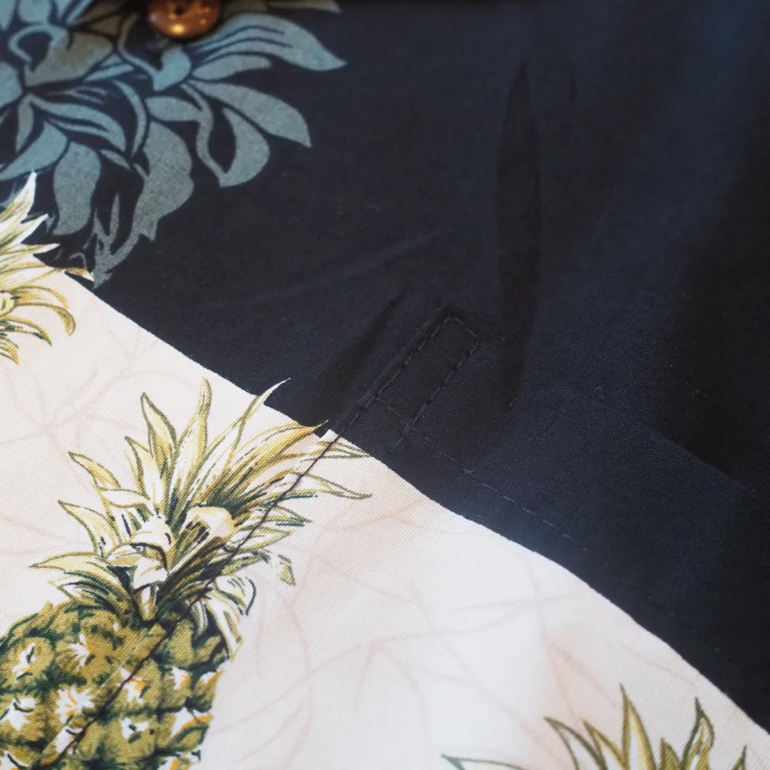 Anana Black Hawaiian Border Shirt - Made in Hawaii