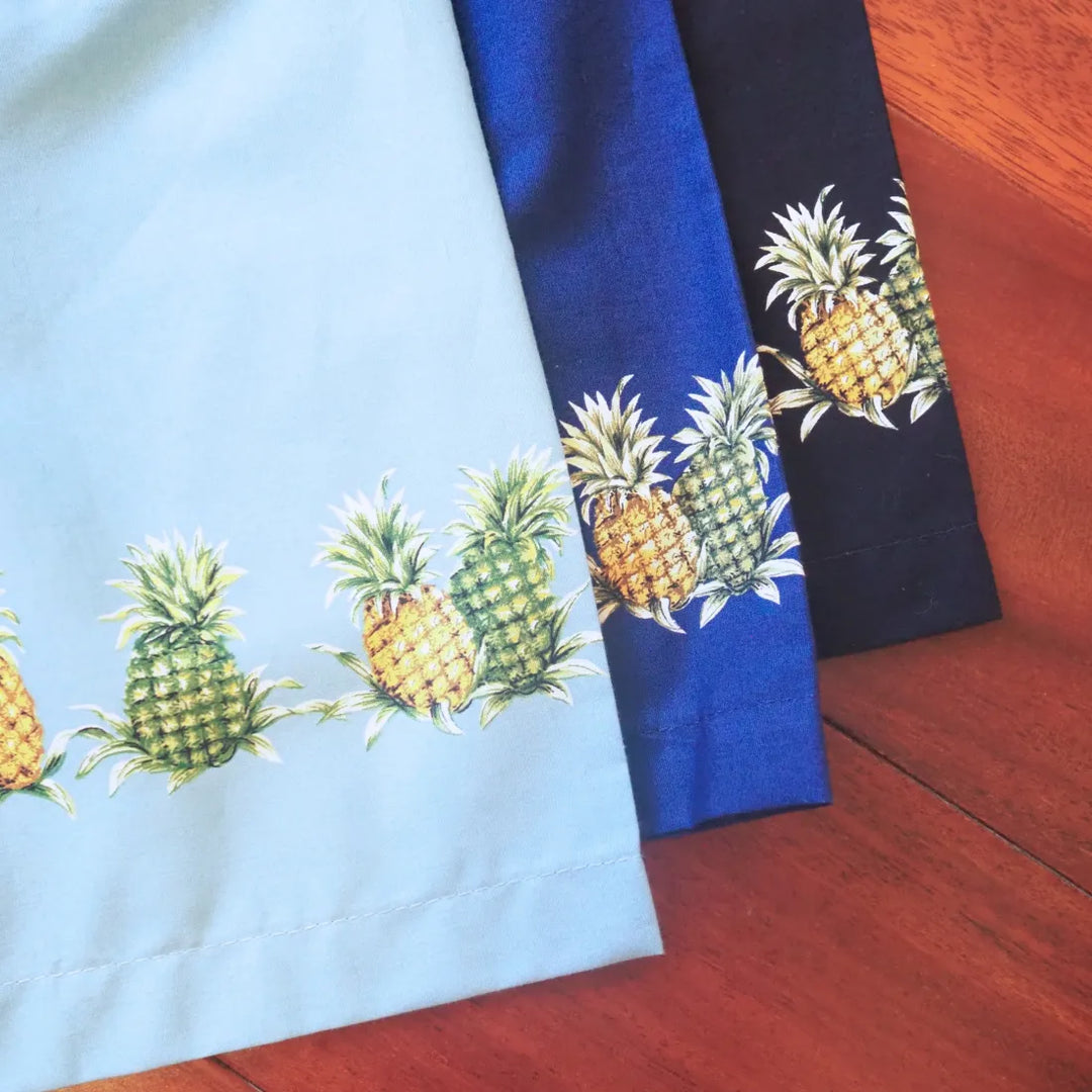 Anana Blue Hawaiian Border Shirt - Made in Hawaii