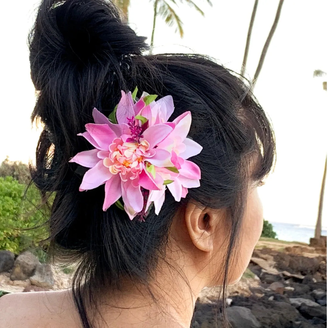 Anela Purple Hawaiian Flower Hair Clip - Made in Hawaii