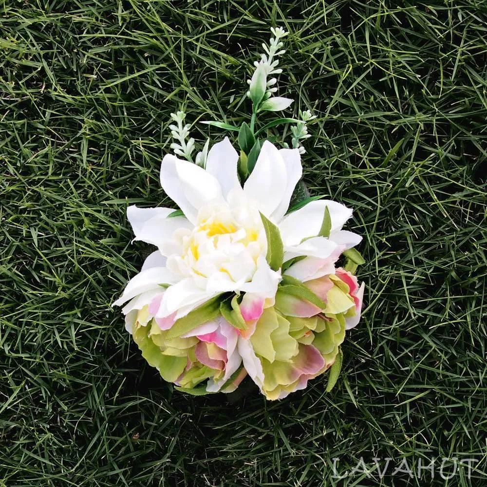 Anela White Hawaiian Flower Hair Clip - Made In Hawaii