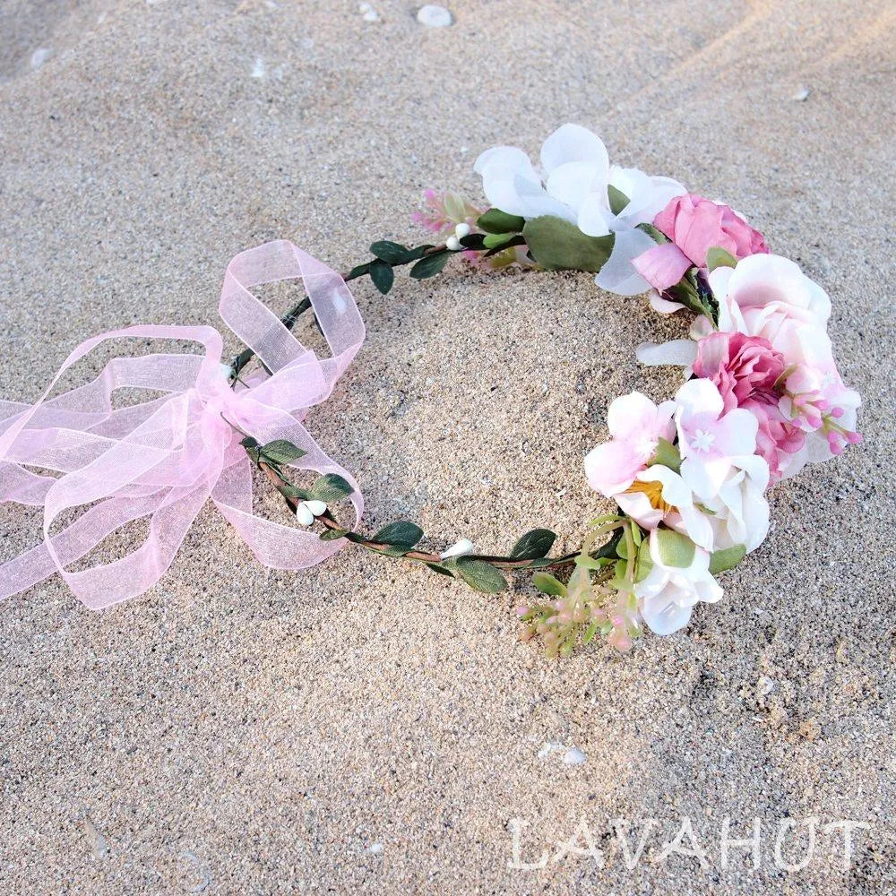 Angelic Blush Flower Crown - Made In Hawaii