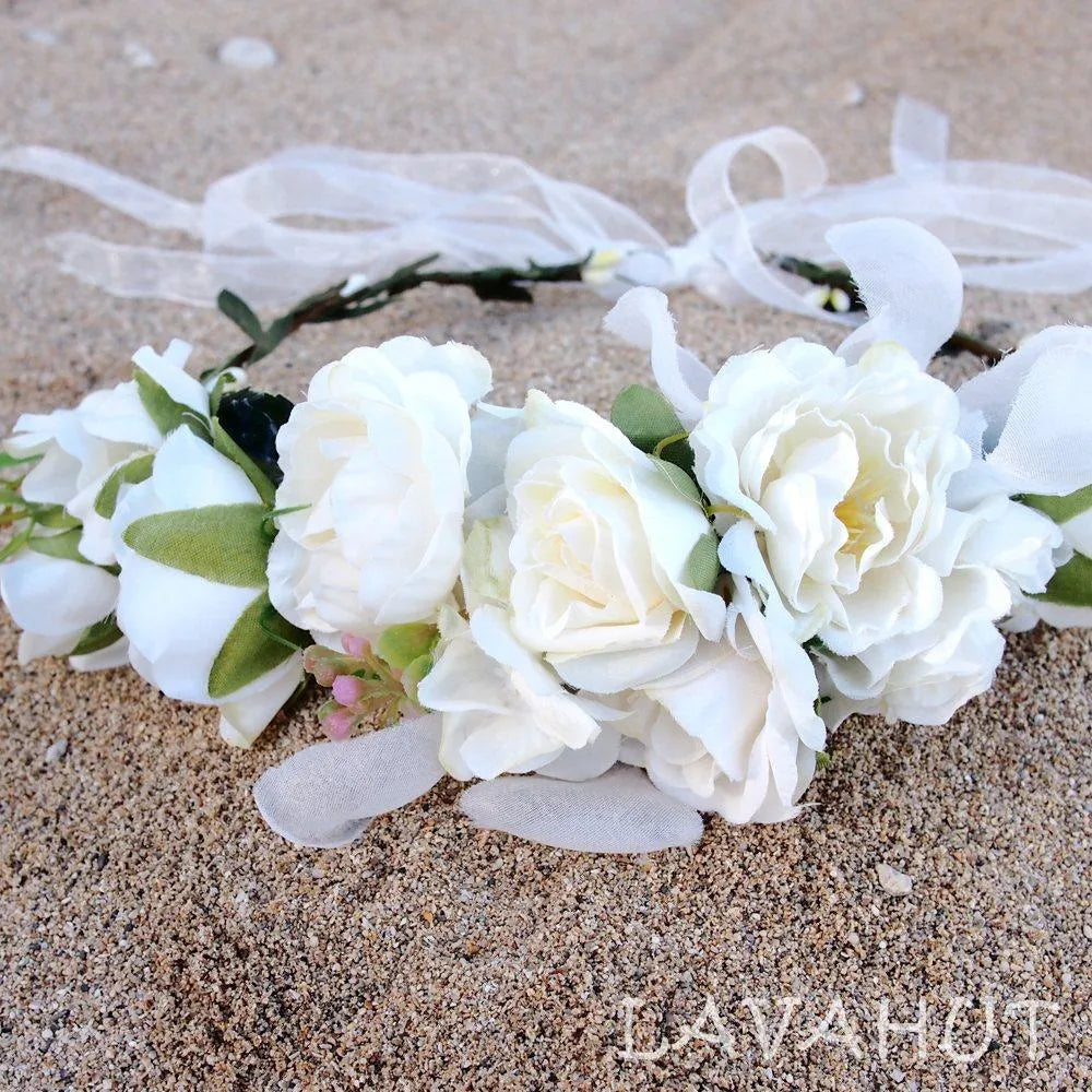 Angelic White Flower Crown - Made in Hawaii