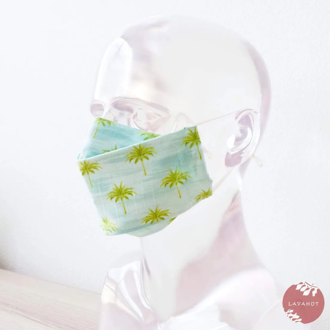 Antimicrobial Silvadur™ + Origami 3d Face Mask • Aqua Coconut Grove - Made in Hawaii