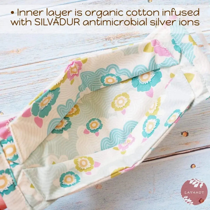 Antimicrobial Silvadur™ + Origami 3d Face Mask • Aqua Lazy Days - Made in Hawaii
