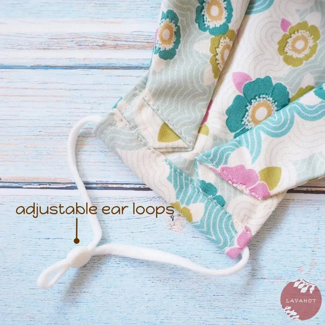 Antimicrobial Silvadur™ + Origami 3d Face Mask • Aqua Lazy Days - Made in Hawaii