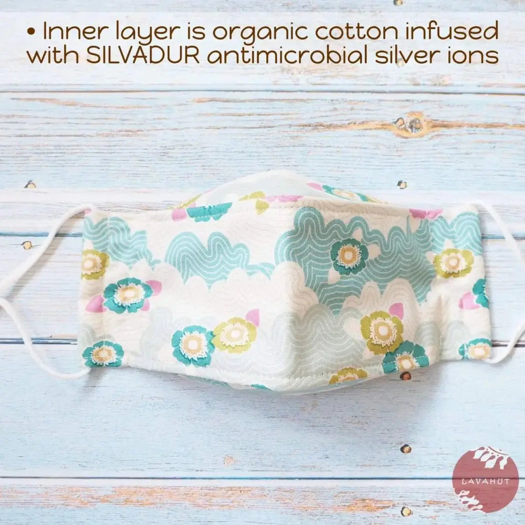 Antimicrobial Silvadur™ + Origami 3d Face Mask • Aqua Lazy Days - Made in Hawaii