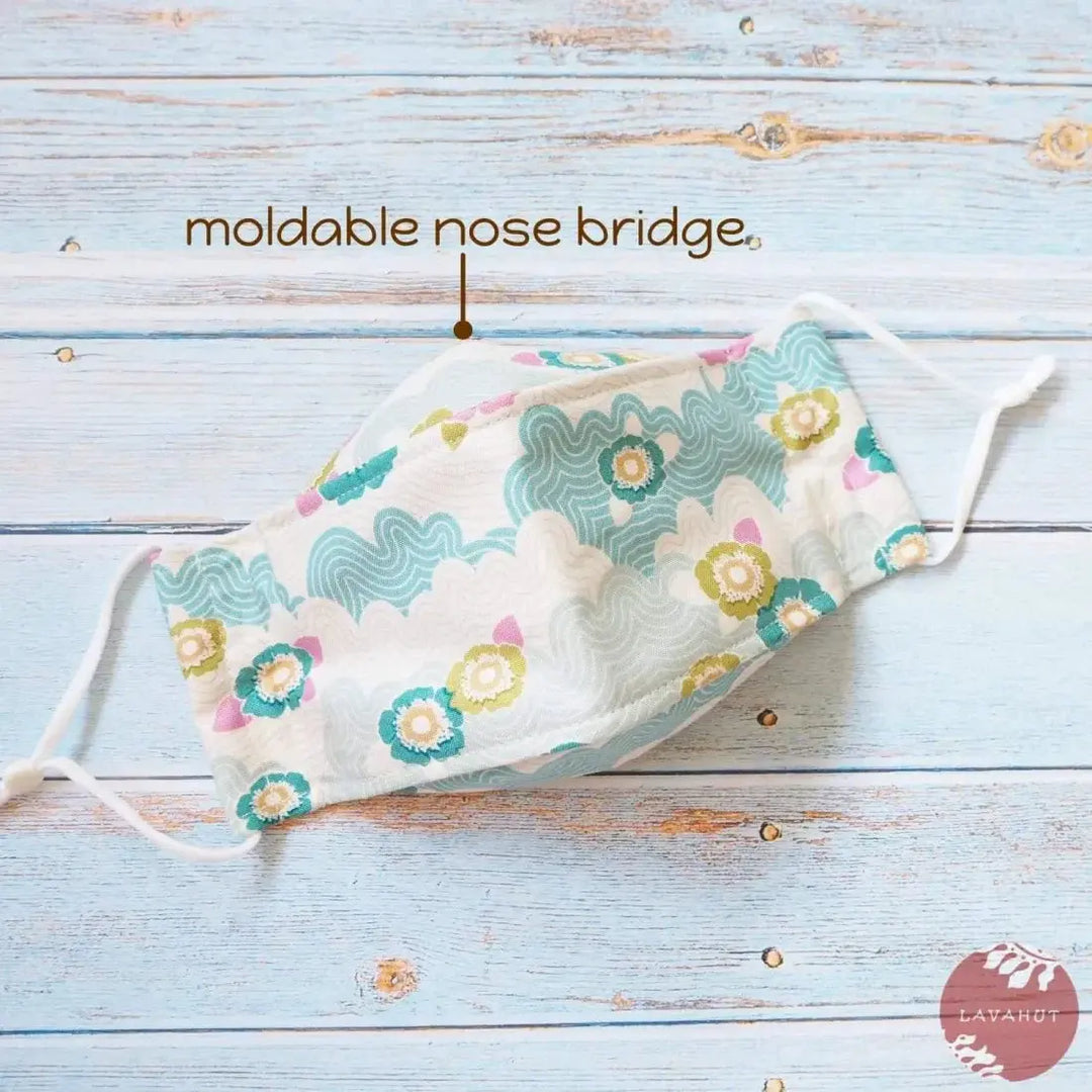 Antimicrobial Silvadur™ + Origami 3d Face Mask • Aqua Lazy Days - Made in Hawaii