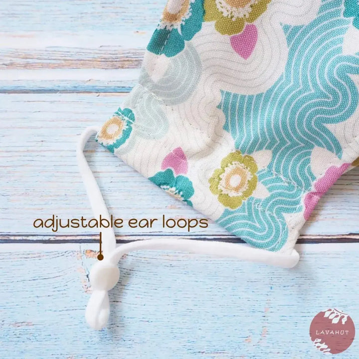 Antimicrobial Silvadur™ + Origami 3d Face Mask • Aqua Lazy Days - Made in Hawaii