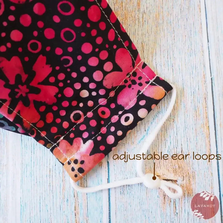 Antimicrobial Silvadur™ + Origami 3d Face Mask • Black Batik Dance - Made in Hawaii