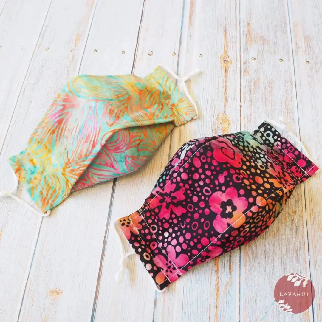 Antimicrobial Silvadur™ + Origami 3d Face Mask • Black Batik Dance - Made in Hawaii