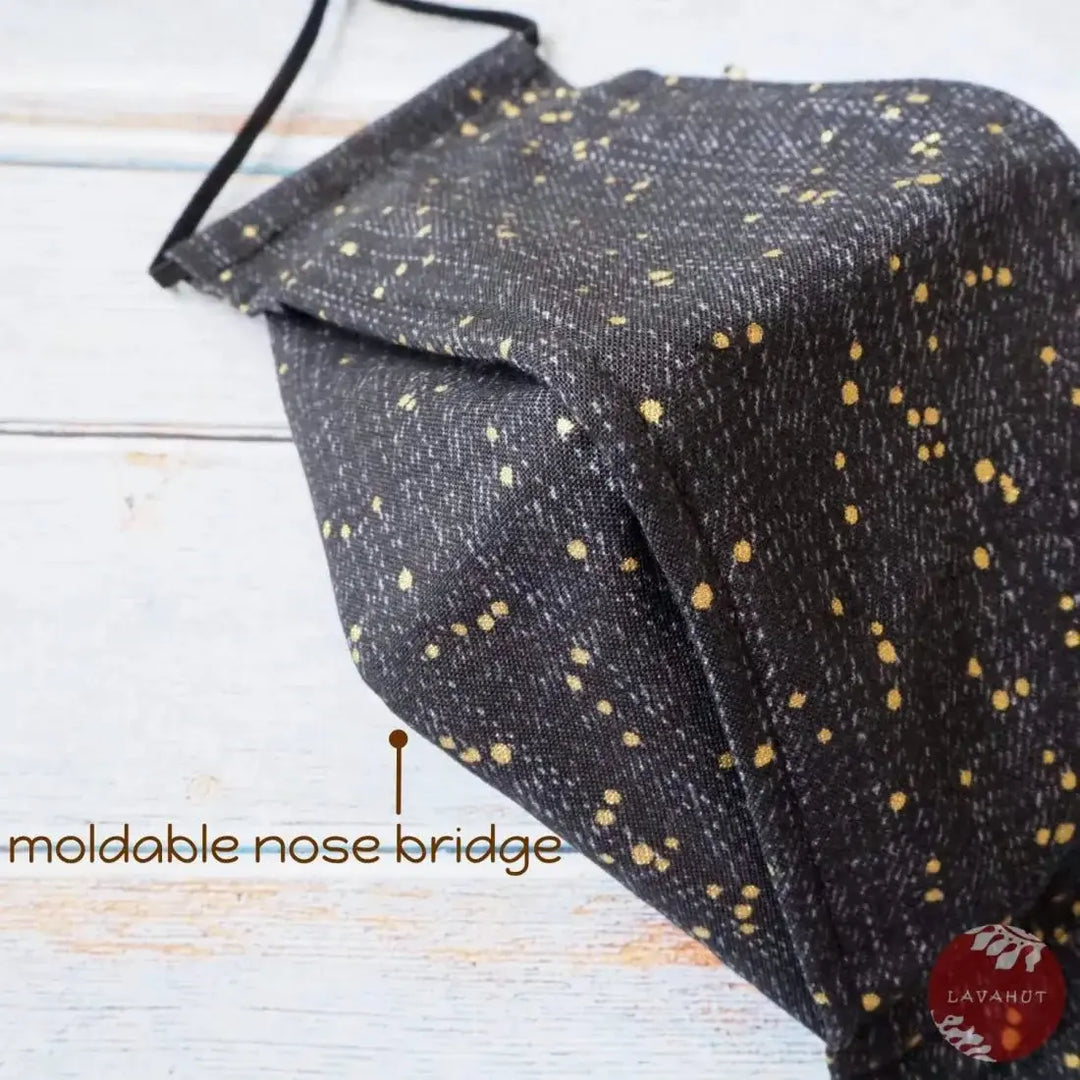 Antimicrobial Silvadur™ + Origami 3d Face Mask • Black Celebrate - Made in Hawaii