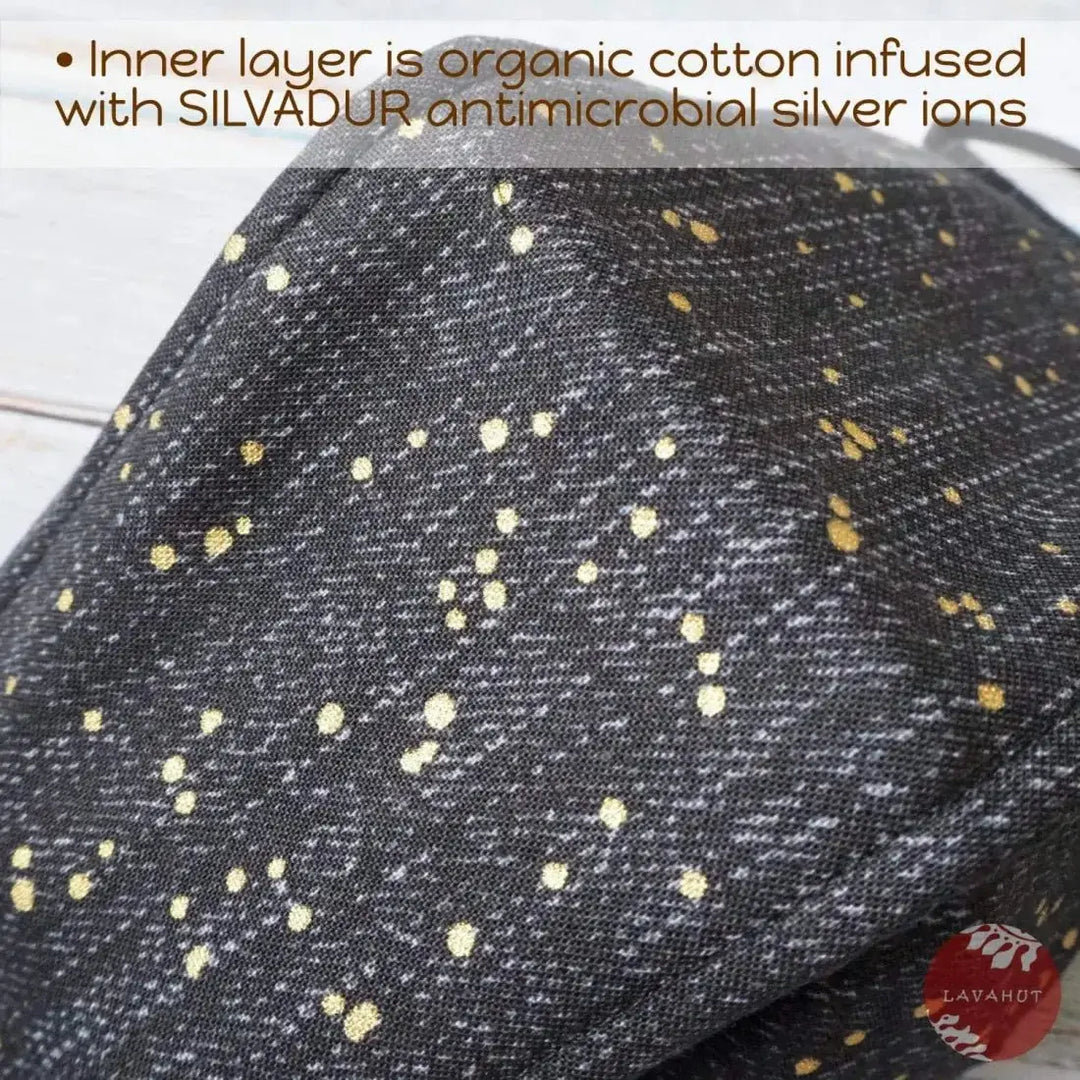 Antimicrobial Silvadur™ + Origami 3d Face Mask • Black Celebrate - Made in Hawaii