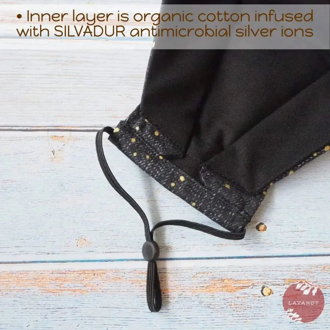 Antimicrobial Silvadur™ + Origami 3d Face Mask • Black Celebrate - Made in Hawaii