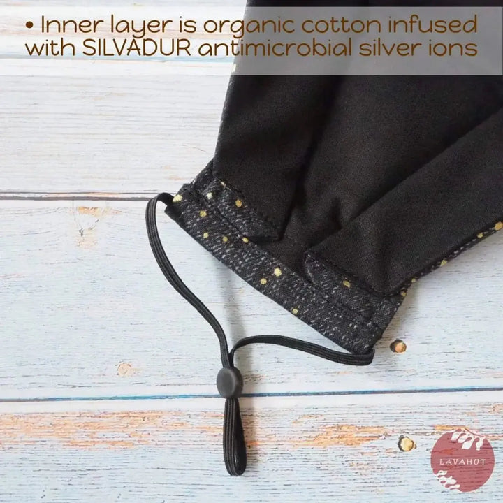 Antimicrobial Silvadur™ + Origami 3d Face Mask • Black Celebrate - Made in Hawaii