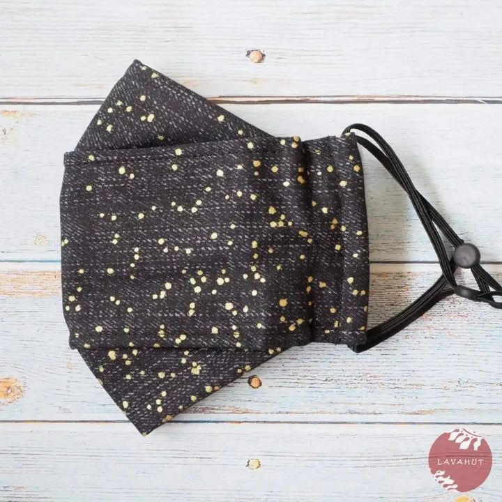 Antimicrobial Silvadur™ + Origami 3d Face Mask • Black Celebrate - Made in Hawaii