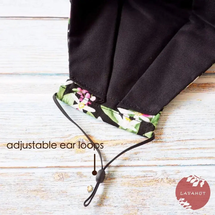 Antimicrobial Silvadur™ + Origami 3d Face Mask • Black Lemon Blooms - Made in Hawaii