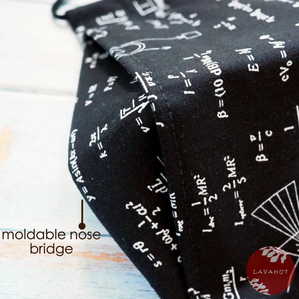 Antimicrobial SILVADUR™ + Origami 3D Face Mask • Black Math & Science – Authentic Hawaiian Face Mask by Lavahut