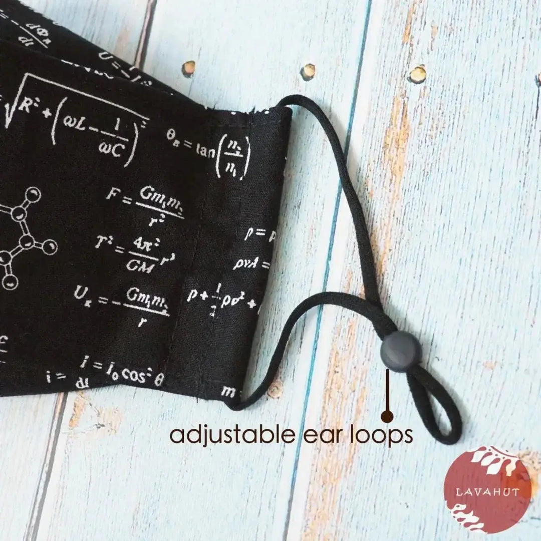 Antimicrobial Silvadur™ + Origami 3d Face Mask • Black Math & Science - Made in Hawaii