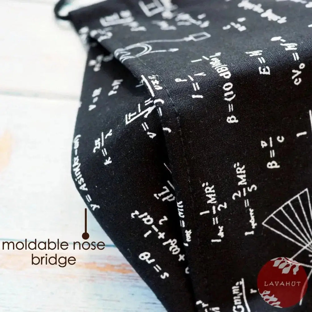 Antimicrobial Silvadur™ + Origami 3d Face Mask • Black Math & Science - Made in Hawaii