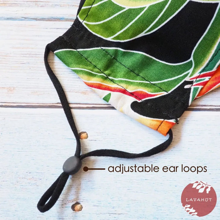 Antimicrobial SILVADUR™ + Origami 3D Face Mask • Black Paradise – Authentic Hawaiian Face Mask by Lavahut