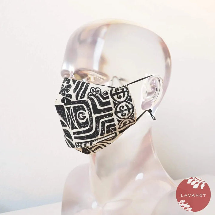 Antimicrobial SILVADUR™ + Origami 3D Face Mask • Black Pictographs – Authentic Hawaiian Face Mask by Lavahut