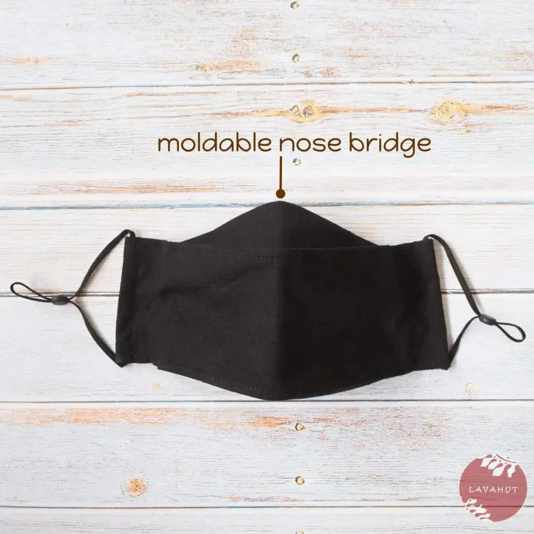 Antimicrobial Silvadur™ + Origami 3d Face Mask • Black Solid - Made in Hawaii