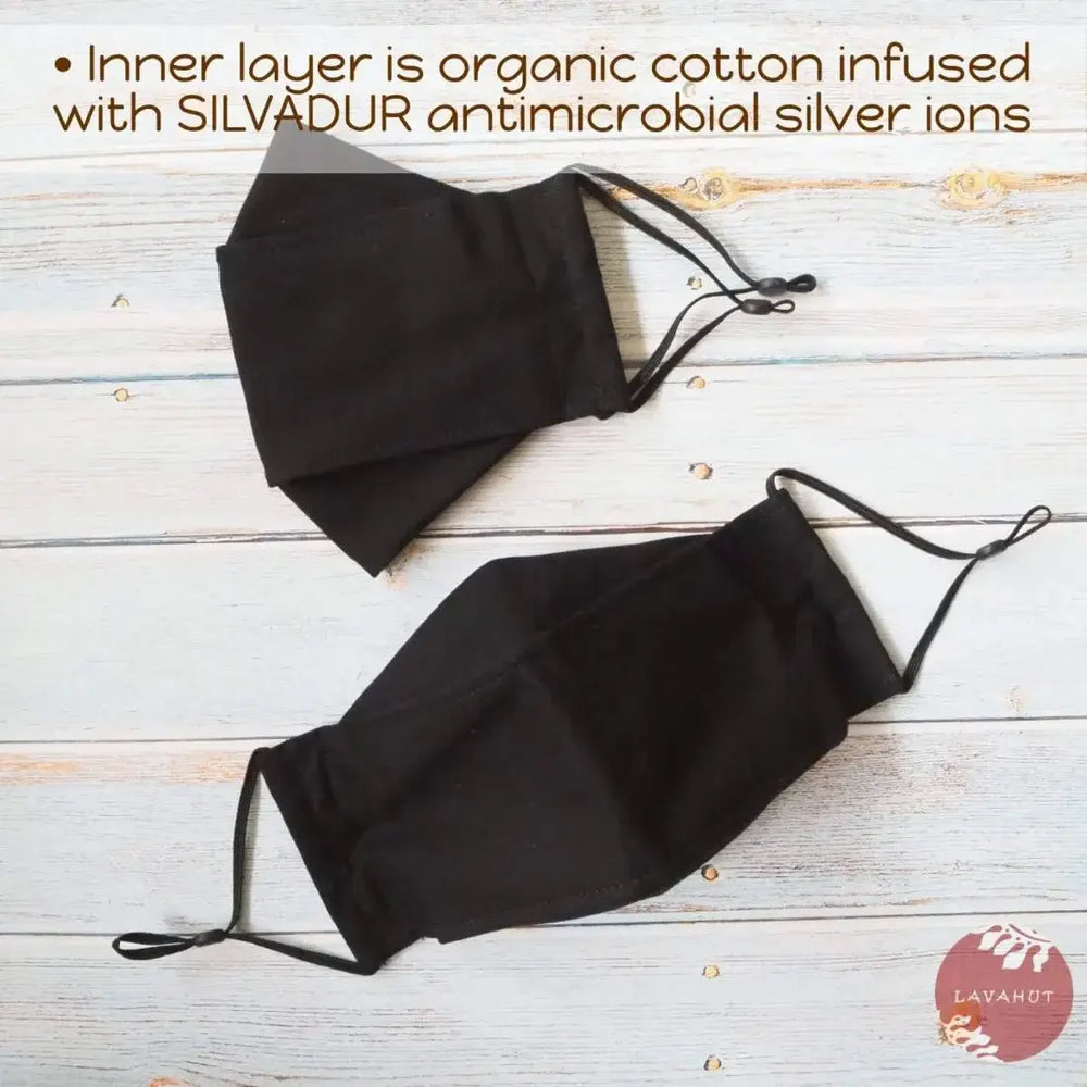 Antimicrobial Silvadur™ + Origami 3d Face Mask • Black Solid - Made in Hawaii