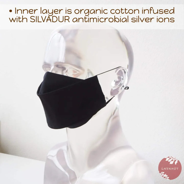 Antimicrobial Silvadur™ + Origami 3d Face Mask ?? Black Solid - Made in Hawaii