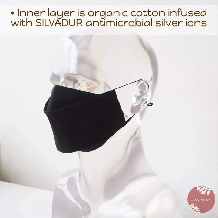 Antimicrobial Silvadur™ + Origami 3d Face Mask • Black Solid - Made in Hawaii