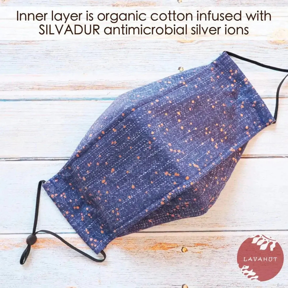 Antimicrobial Silvadur™ + Origami 3d Face Mask • Blue Celebrate - Made in Hawaii