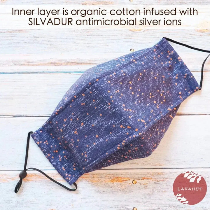 Antimicrobial Silvadur™ + Origami 3d Face Mask • Blue Celebrate - Made in Hawaii