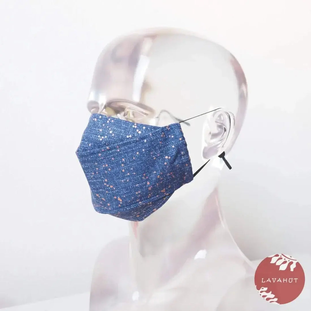 Antimicrobial Silvadur™ + Origami 3d Face Mask • Blue Celebrate - Made in Hawaii