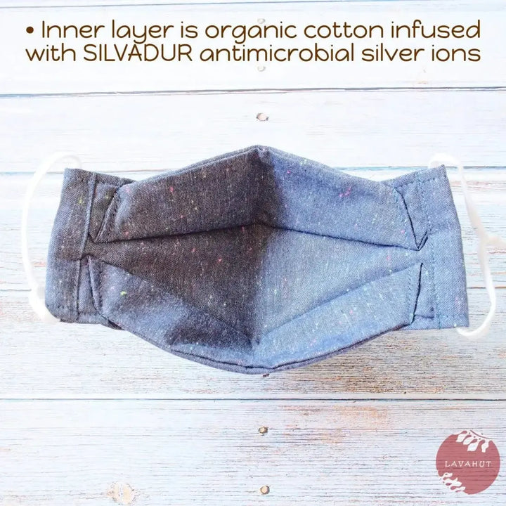 Antimicrobial Silvadur™ + Origami 3d Face Mask • Blue Chambray - Made in Hawaii