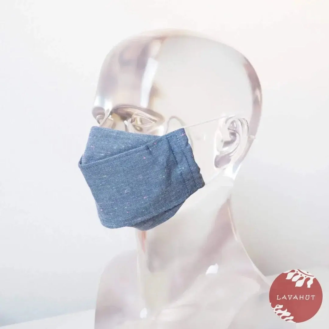 Antimicrobial Silvadur™ + Origami 3d Face Mask • Blue Chambray - Made in Hawaii