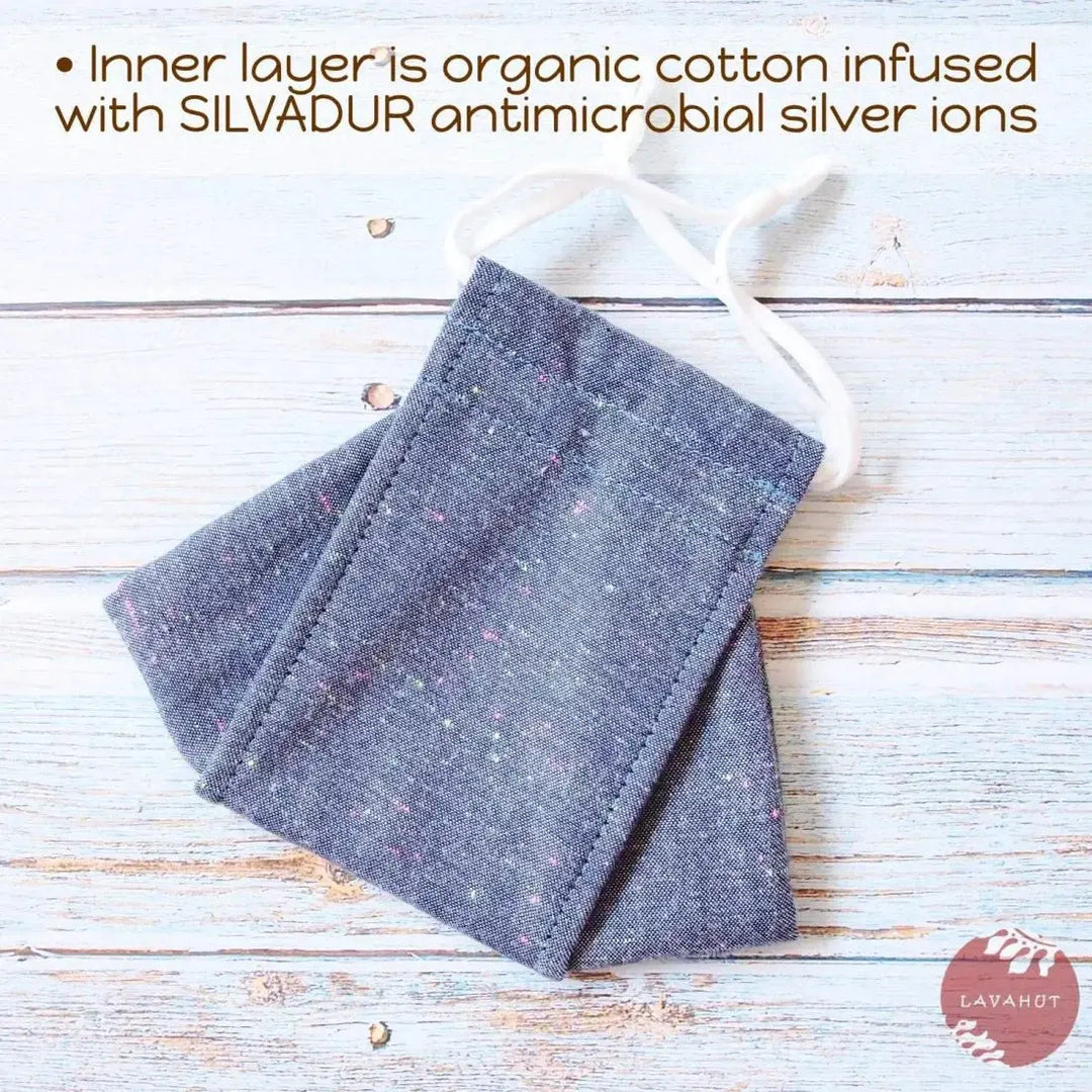 Antimicrobial Silvadur™ + Origami 3d Face Mask • Blue Chambray - Made in Hawaii