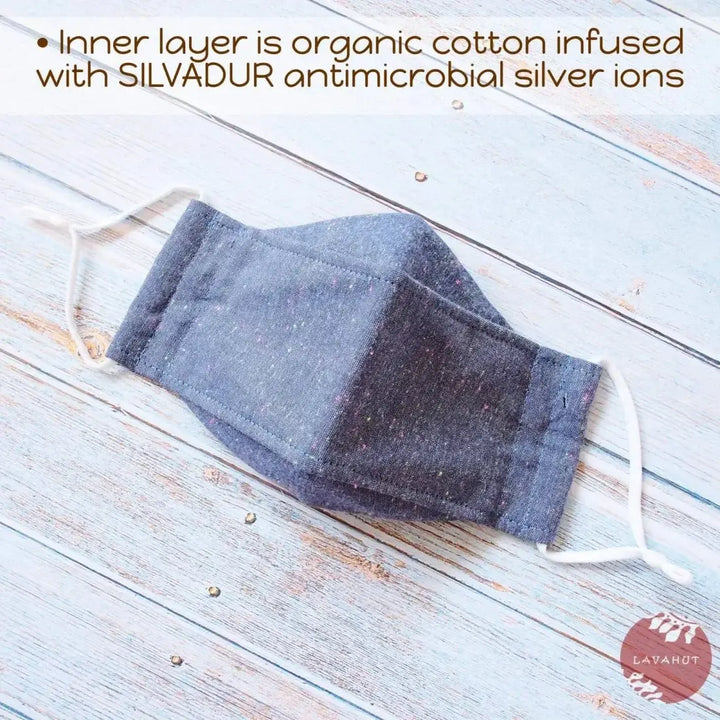 Antimicrobial Silvadur™ + Origami 3d Face Mask • Blue Chambray - Made in Hawaii