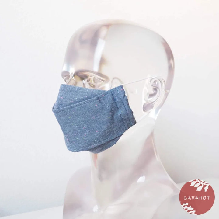 Antimicrobial Silvadur™ + Origami 3d Face Mask ?? Blue Chambray - Made in Hawaii