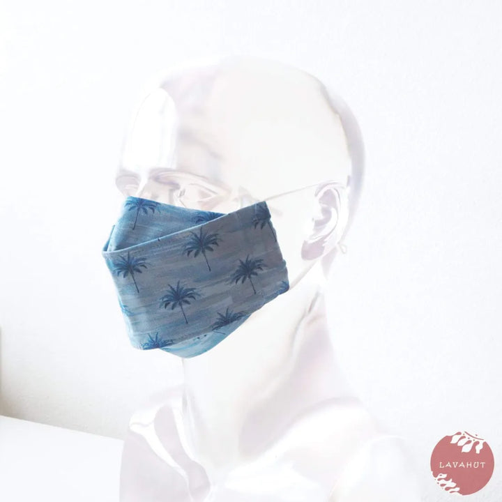 Antimicrobial Silvadur™ + Origami 3d Face Mask ?? Blue Coconut Grove - Made in Hawaii