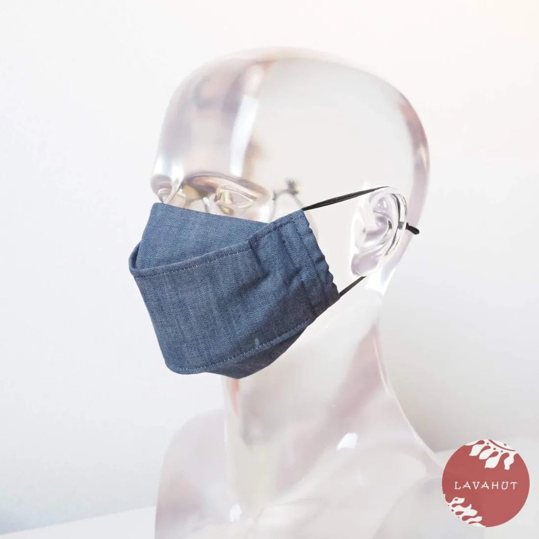 Antimicrobial SILVADUR™ + Origami 3D Face Mask • Blue Denim – Authentic Hawaiian Face Mask by Lavahut