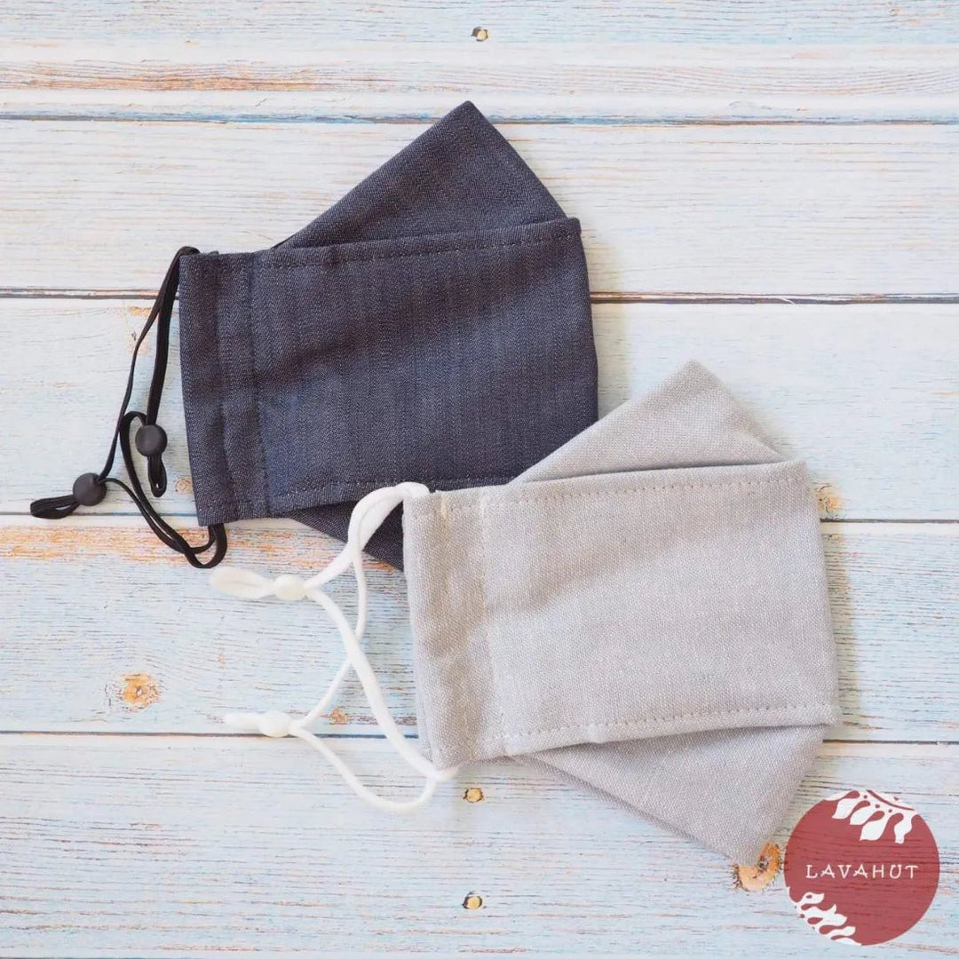 Antimicrobial SILVADUR™ + Origami 3D Face Mask • Blue Denim – Authentic Hawaiian Face Mask by Lavahut