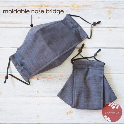Antimicrobial Silvadur™ + Origami 3d Face Mask • Blue Denim - Made In Hawaii