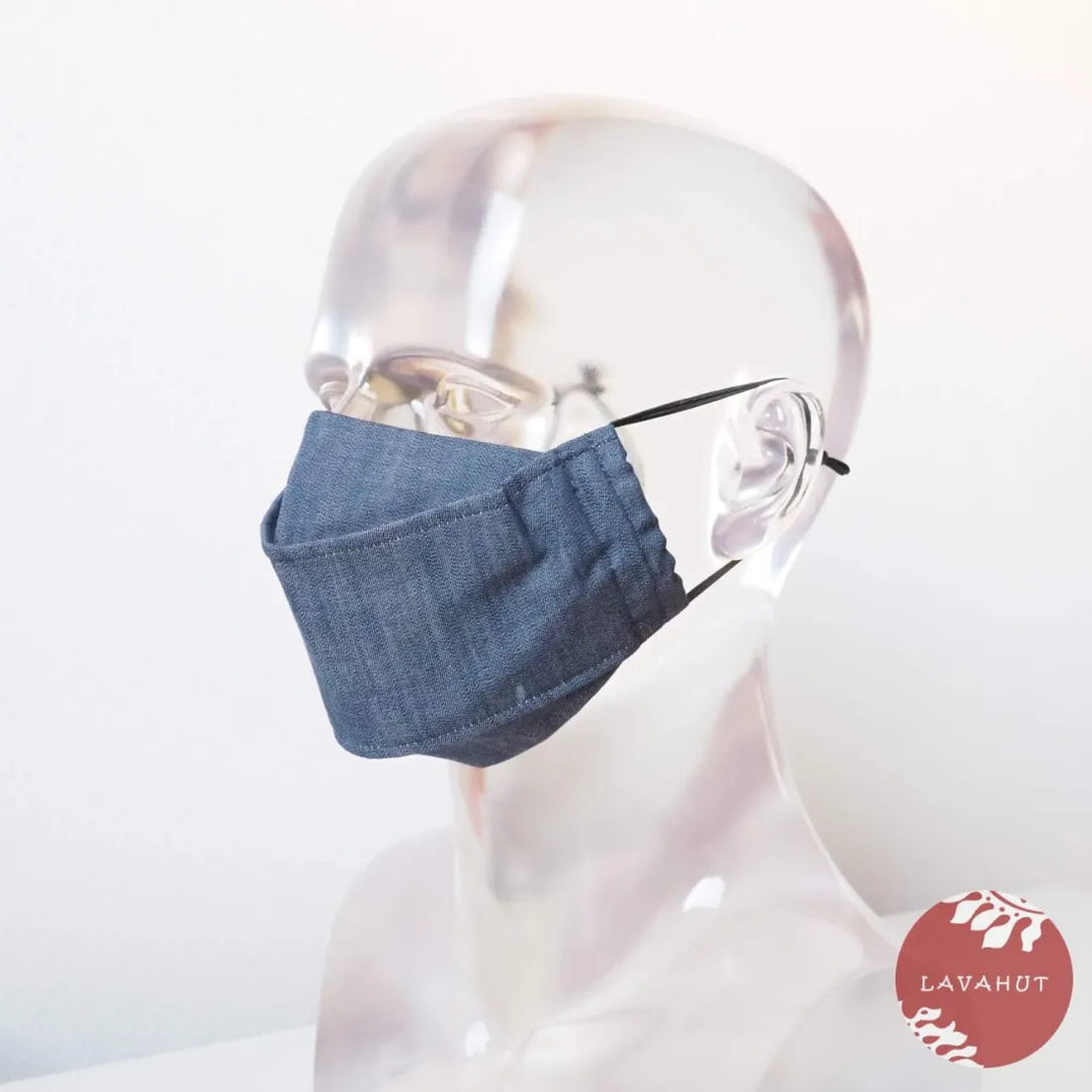 Antimicrobial Silvadur™ + Origami 3d Face Mask ?? Blue Denim - Made in Hawaii